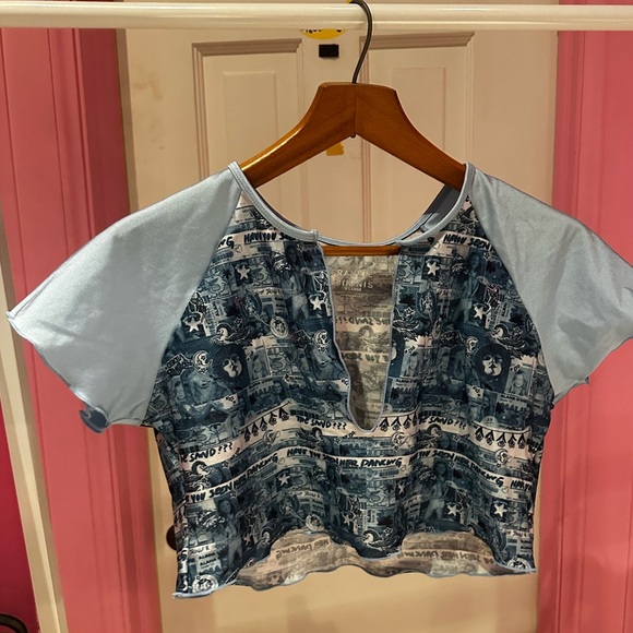 Frankies Bikinis Shine Blue Crop Top Bikini Top XL NWOT - Picture 2 of 8